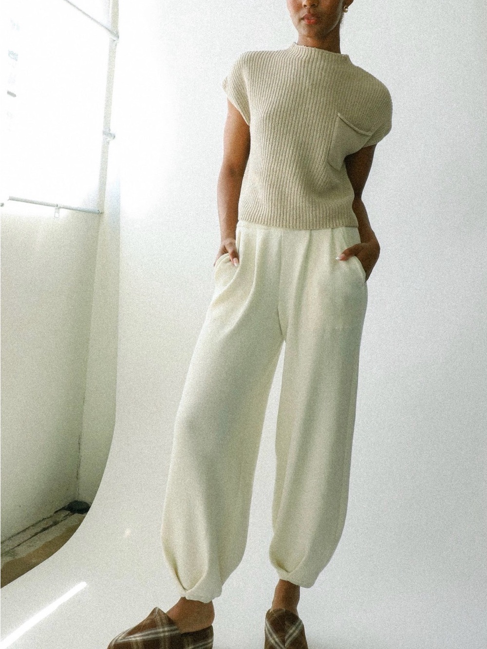 FP Beach Freya Knit Pants in Bone XS